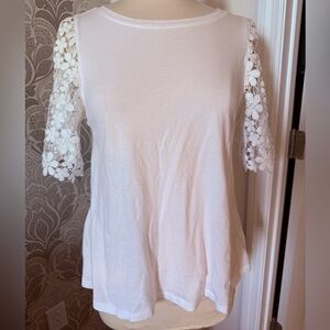 Gap White Lace Sleeve Women's Top size S